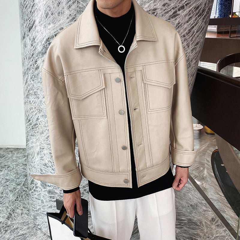 Short Leather Jacket Men's