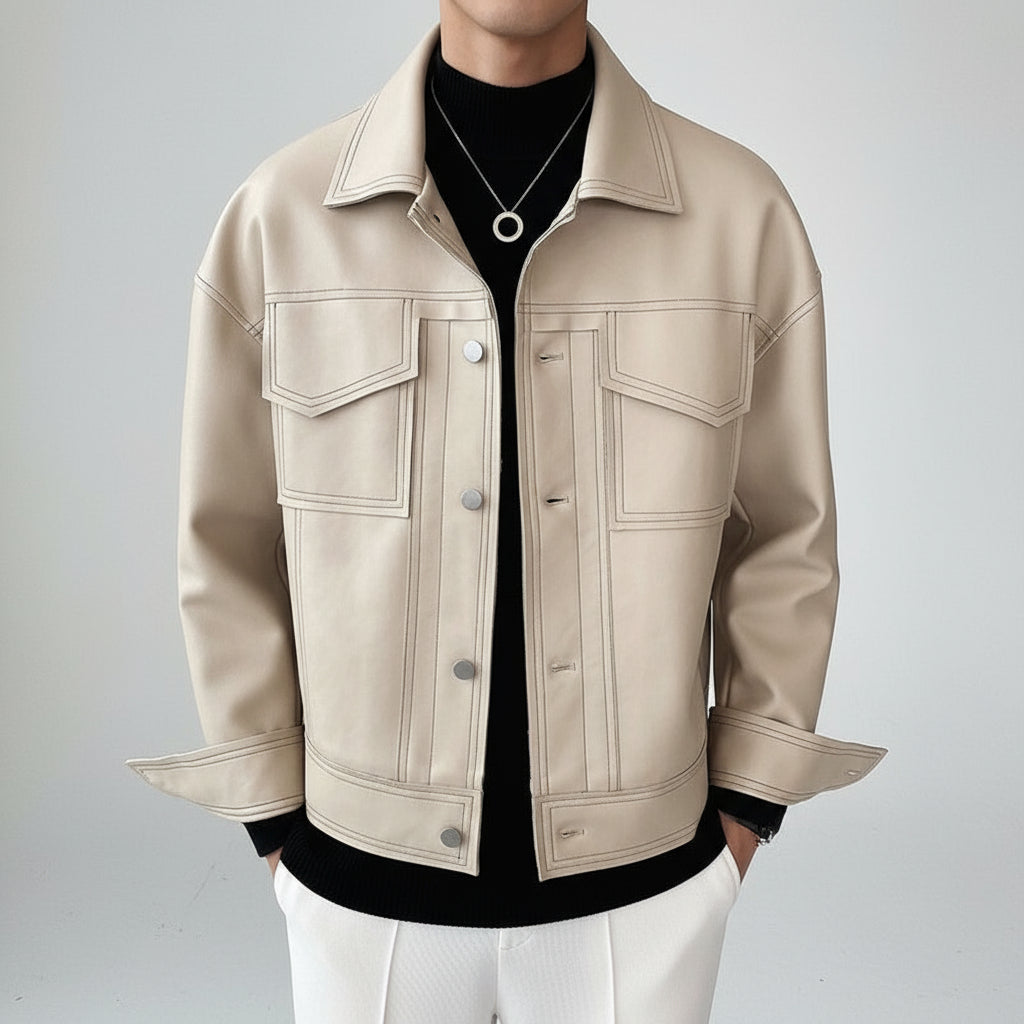 Short Leather Jacket Men's