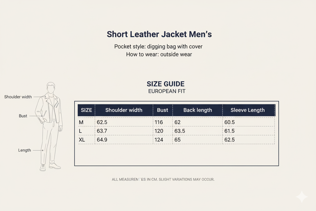 Short Leather Jacket Men's